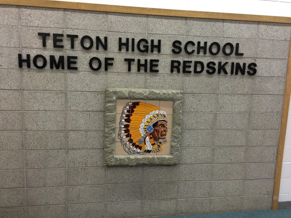 Photo: Emblem in the main foyer at Teton High school in Driggs, Idaho. Photo by John Biewen.