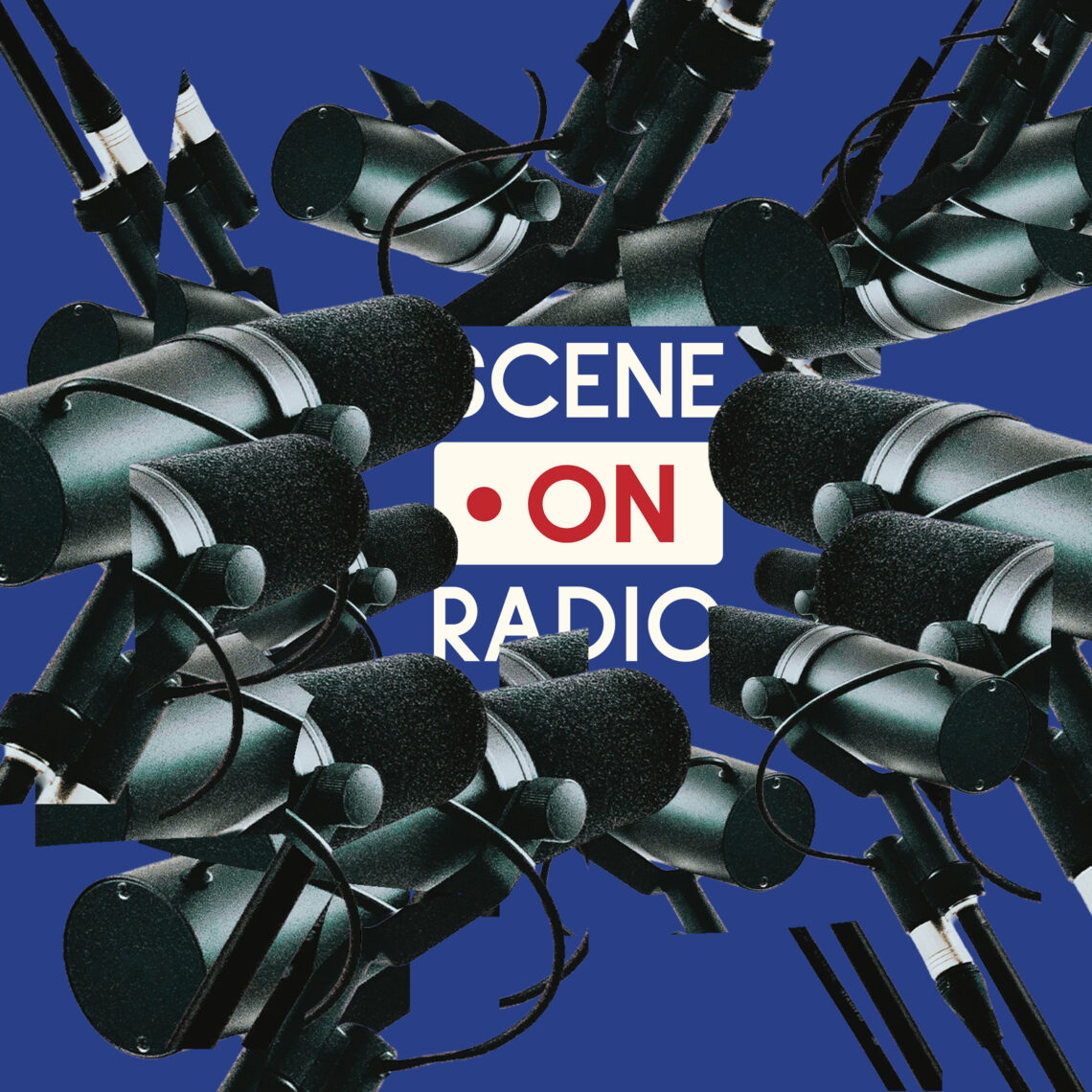 Scene on Radio logo surrounded by microphones
