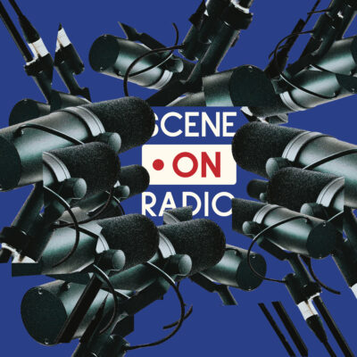 Scene on Radio logo surrounded by microphones